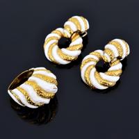 18K & 14K Gold & Enamel Estate Earrings & Ring Set - Sold for $1,792 on 11-09-2023 (Lot 1084).jpg